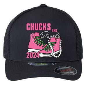 Chucks And Pearls Im With Her Kamala 2024 Flexfit Unipanel Trucker Cap