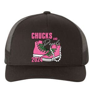 Chucks And Pearls Im With Her Kamala 2024 Yupoong Adult 5-Panel Trucker Hat