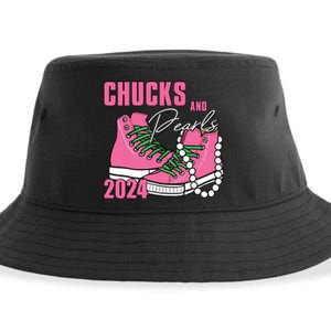 Chucks And Pearls Im With Her Kamala 2024 Sustainable Bucket Hat