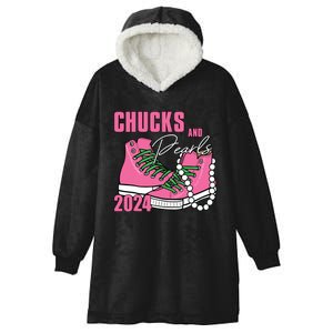 Chucks And Pearls Im With Her Kamala 2024 Hooded Wearable Blanket