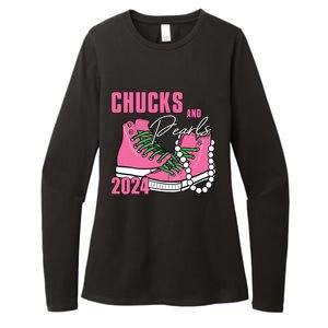 Chucks And Pearls Im With Her Kamala 2024 Womens CVC Long Sleeve Shirt