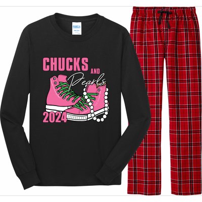 Chucks And Pearls Im With Her Kamala 2024 Long Sleeve Pajama Set