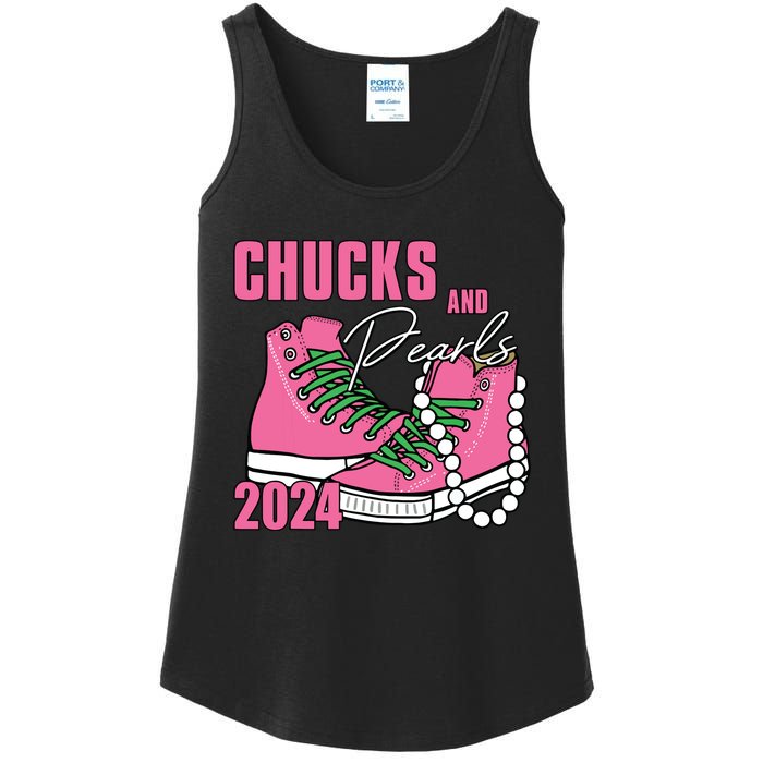 Chucks And Pearls Im With Her Kamala 2024 Ladies Essential Tank