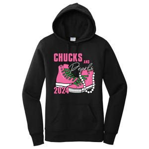 Chucks And Pearls Im With Her Kamala 2024 Women's Pullover Hoodie