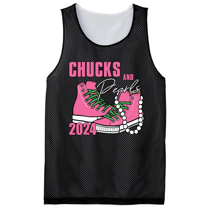 Chucks And Pearls Im With Her Kamala 2024 Mesh Reversible Basketball Jersey Tank