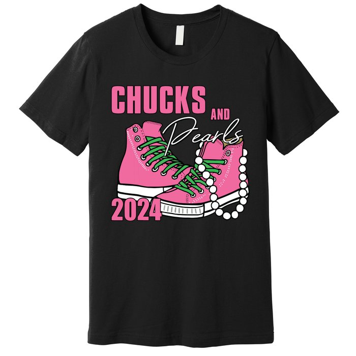 Chucks And Pearls Im With Her Kamala 2024 Premium T-Shirt