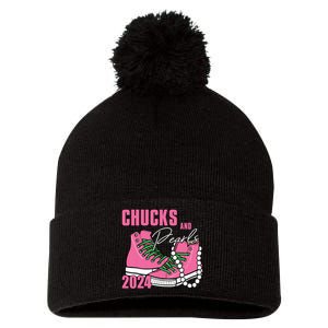 Chucks And Pearls Im With Her Kamala 2024 Pom Pom 12in Knit Beanie