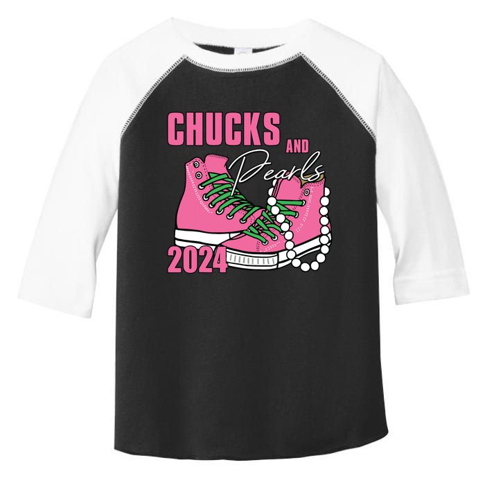 Chucks And Pearls Im With Her Kamala 2024 Toddler Fine Jersey T-Shirt