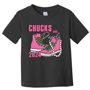 Chucks And Pearls Im With Her Kamala 2024 Toddler T-Shirt