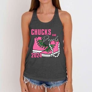 Chucks And Pearls Im With Her Kamala 2024 Women's Knotted Racerback Tank