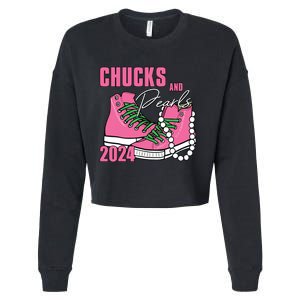 Chucks And Pearls Im With Her Kamala 2024 Cropped Pullover Crew