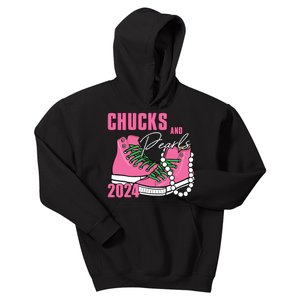 Chucks And Pearls Im With Her Kamala 2024 Kids Hoodie