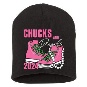 Chucks And Pearls Im With Her Kamala 2024 Short Acrylic Beanie