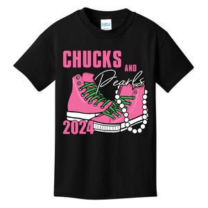 Chucks And Pearls Im With Her Kamala 2024 Kids T-Shirt