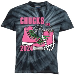 Chucks And Pearls Im With Her Kamala 2024 Kids Tie-Dye T-Shirt