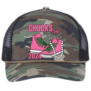 Chucks And Pearls Im With Her Kamala 2024 Retro Rope Trucker Hat Cap