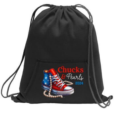 Chucks And Pearls 2024 IM With Her Kamala Gift Sweatshirt Cinch Pack Bag