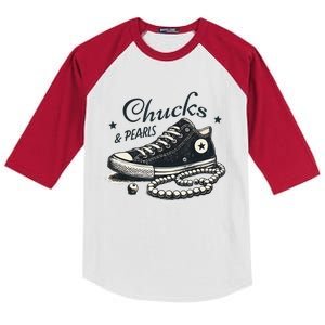 Chucks And Pearls IM With Her Kamala 2024 Kids Colorblock Raglan Jersey