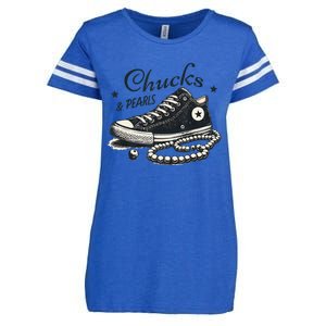 Chucks And Pearls IM With Her Kamala 2024 Enza Ladies Jersey Football T-Shirt