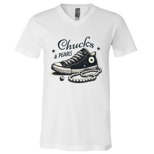 Chucks And Pearls IM With Her Kamala 2024 V-Neck T-Shirt