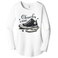 Chucks And Pearls IM With Her Kamala 2024 Women's Perfect Tri Tunic Long Sleeve Shirt