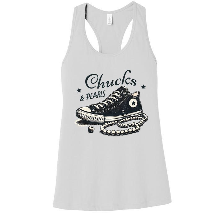 Chucks And Pearls IM With Her Kamala 2024 Women's Racerback Tank