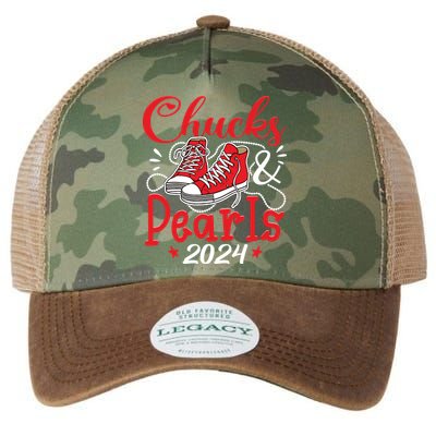 Chucks And Pearls Im With Her Kamala 2024 Legacy Tie Dye Trucker Hat