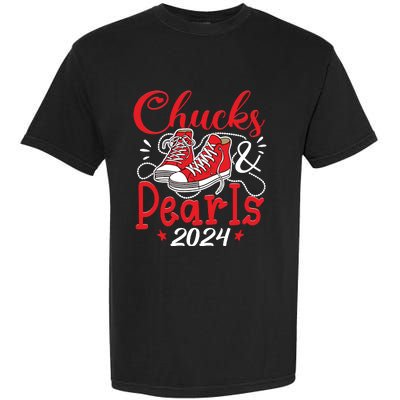 Chucks And Pearls Im With Her Kamala 2024 Garment-Dyed Heavyweight T-Shirt