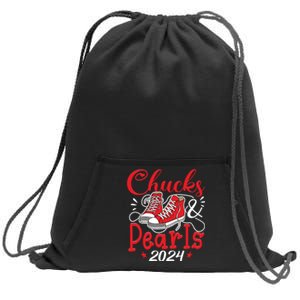 Chucks And Pearls Im With Her Kamala 2024 Sweatshirt Cinch Pack Bag