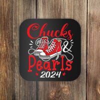 Chucks And Pearls Im With Her Kamala 2024 Coaster