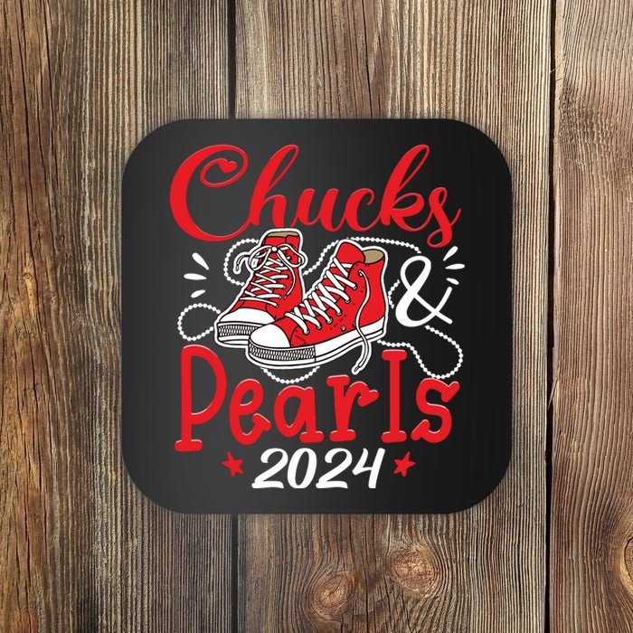 Chucks And Pearls Im With Her Kamala 2024 Coaster