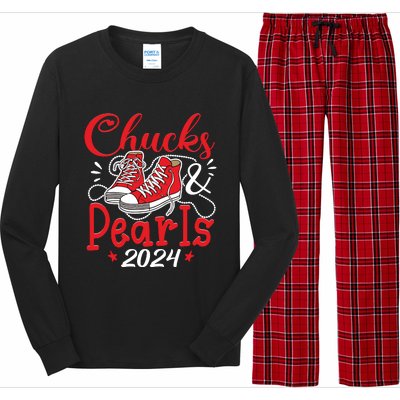 Chucks And Pearls Im With Her Kamala 2024 Long Sleeve Pajama Set