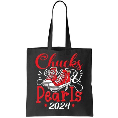 Chucks And Pearls Im With Her Kamala 2024 Tote Bag