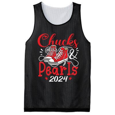 Chucks And Pearls Im With Her Kamala 2024 Mesh Reversible Basketball Jersey Tank