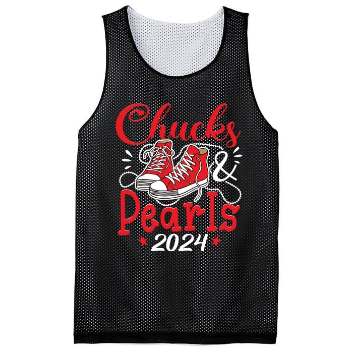 Chucks And Pearls Im With Her Kamala 2024 Mesh Reversible Basketball Jersey Tank