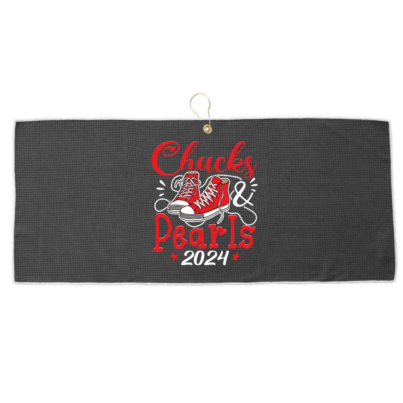 Chucks And Pearls Im With Her Kamala 2024 Large Microfiber Waffle Golf Towel