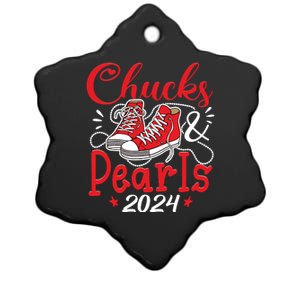 Chucks And Pearls Im With Her Kamala 2024 Ceramic Star Ornament