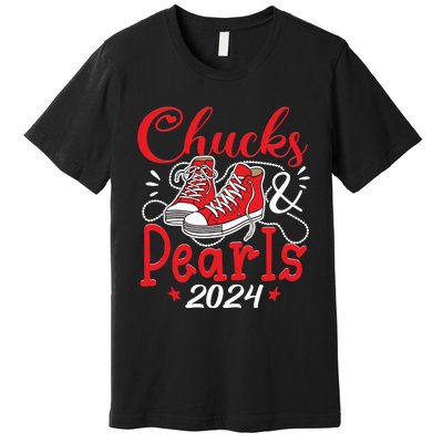 Chucks And Pearls Im With Her Kamala 2024 Premium T-Shirt