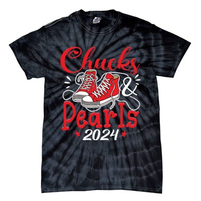 Chucks And Pearls Im With Her Kamala 2024 Tie-Dye T-Shirt