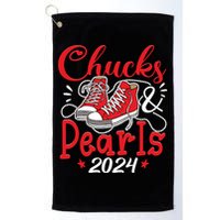 Chucks And Pearls Im With Her Kamala 2024 Golf Towel