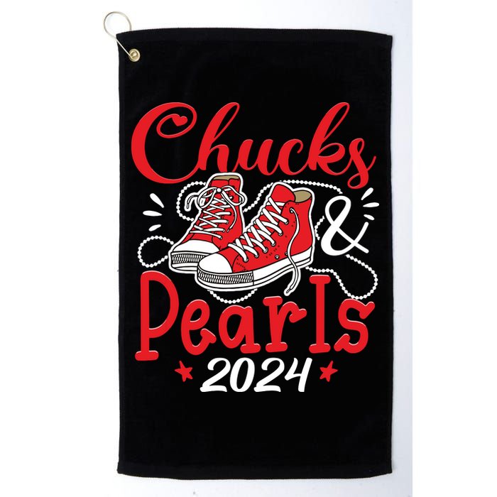 Chucks And Pearls Im With Her Kamala 2024 Golf Towel