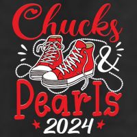 Chucks And Pearls Im With Her Kamala 2024 Golf Towel