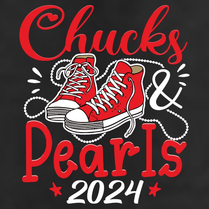 Chucks And Pearls Im With Her Kamala 2024 Golf Towel