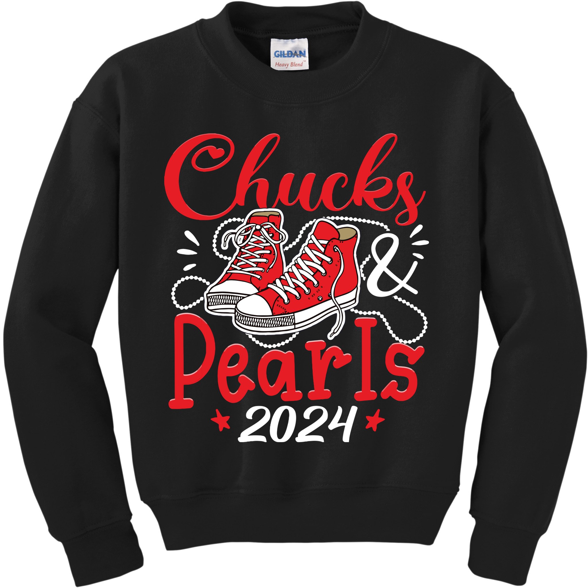 Chucks And Pearls Im With Her Kamala 2024 Kids Sweatshirt