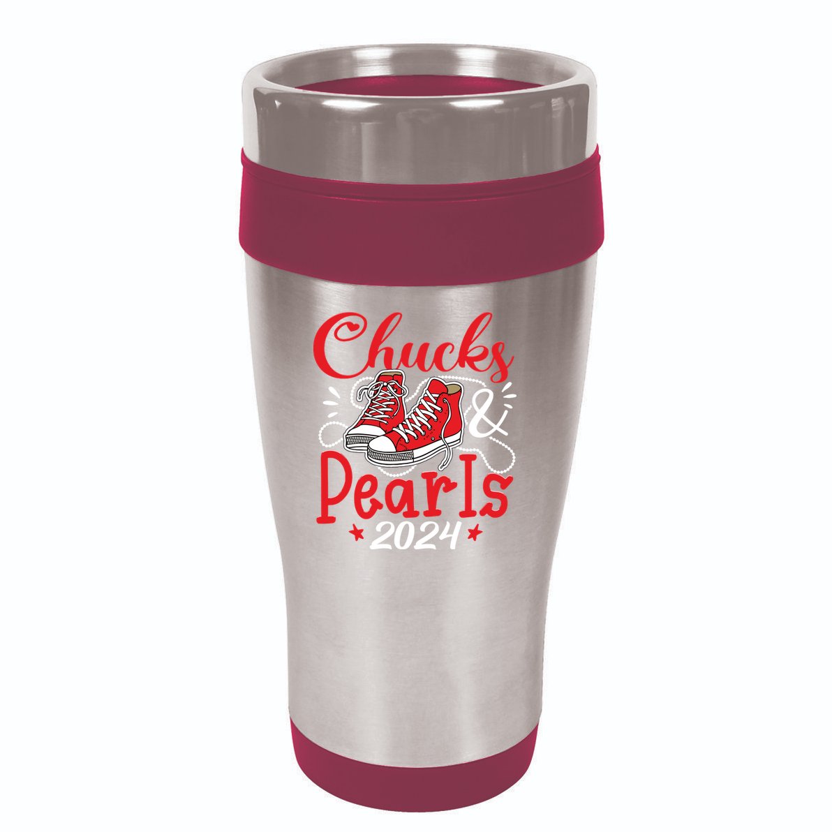 Chucks And Pearls Im With Her Kamala 2024 16oz Travel Tumbler