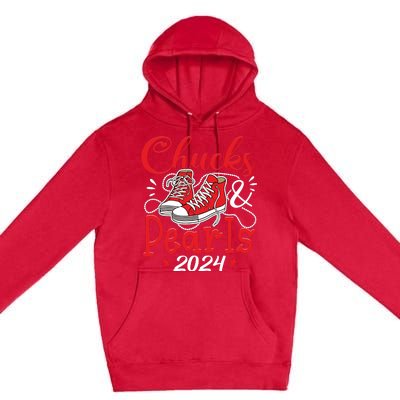 Chucks And Pearls Im With Her Kamala 2024 Premium Pullover Hoodie