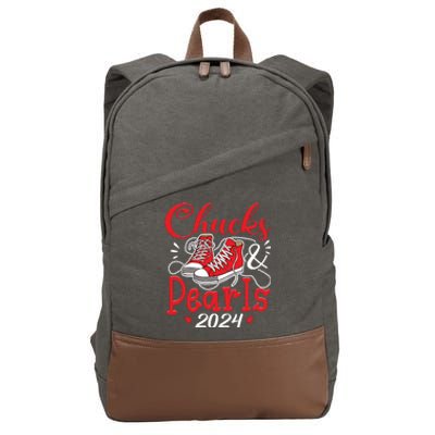 Chucks And Pearls Im With Her Kamala 2024 Cotton Canvas Backpack