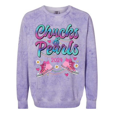 Chucks And Pearls Im With Her Colorblast Crewneck Sweatshirt