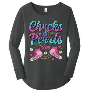 Chucks And Pearls Im With Her Women's Perfect Tri Tunic Long Sleeve Shirt