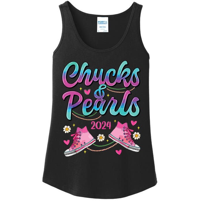 Chucks And Pearls Im With Her Ladies Essential Tank